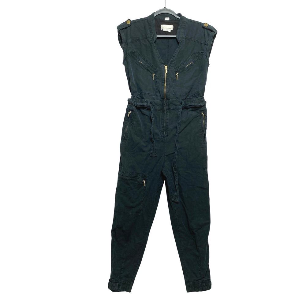 Anthropologie Hasley Jumpsuit XS Black Military Style Utility Sleeveless Cargo